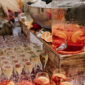 pimms and lemonade and prosecco table | Photo credit: Samantha Davis Photography